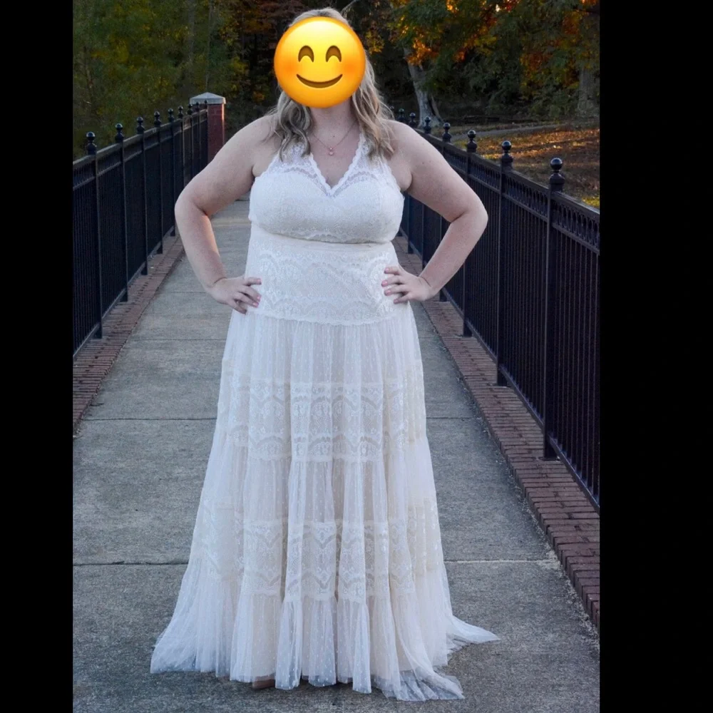 Galina Champagne Lace Wedding Dress size 18W - Picture 2 of 10